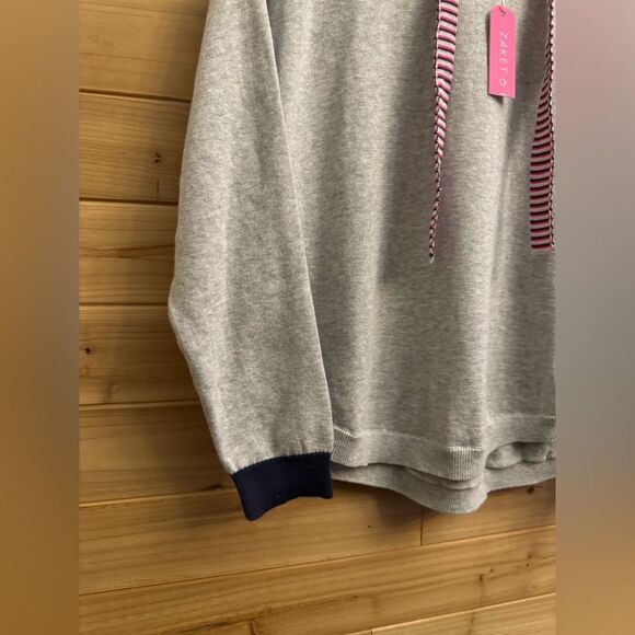 NWT Zaket & Plover Size Small Cotton Gray Pink Fun Hoodie - Picture 7 of 10